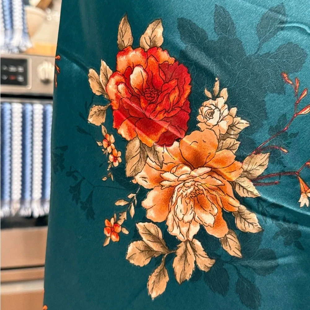 NWT Altar'd State Emerald Teal Floral Strapless Dress Bridesmaid M - Picture 7 of 10